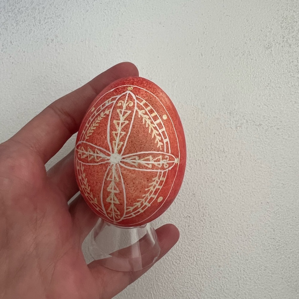 Hand painted egg shell on a stand from Poland